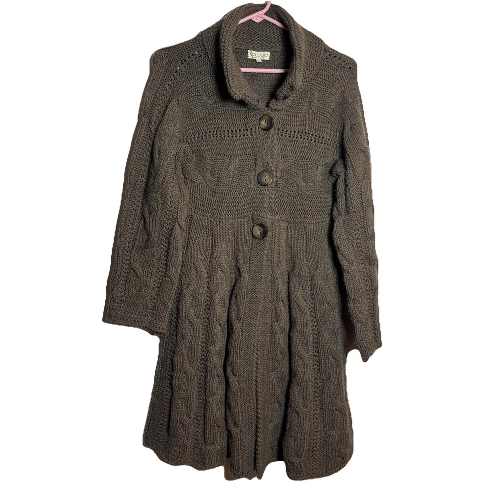 Cocogio Italy Knit Cable‑Button Coat • Made in Italy • Women's Size S
